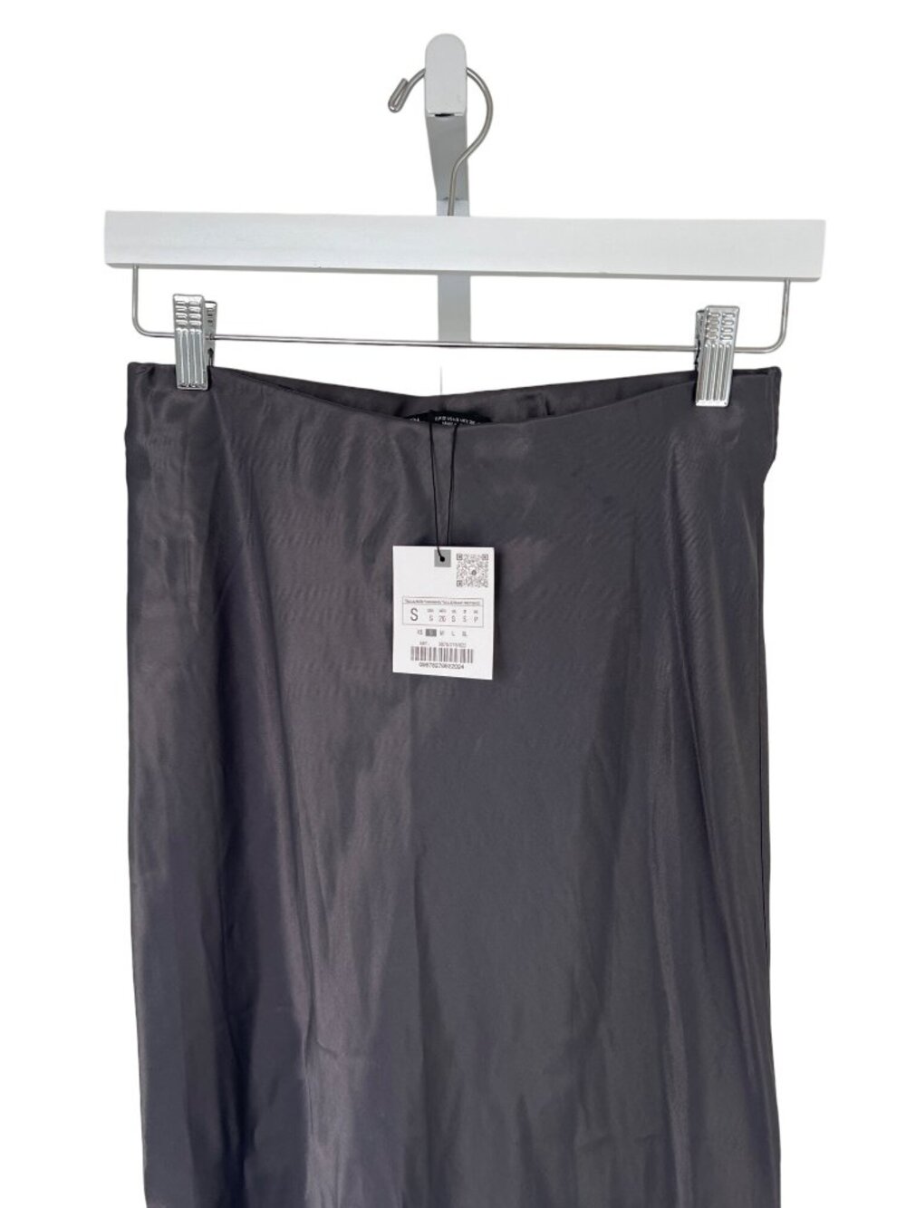Zara Space Grey Silky Midi Skirt - Picture 8 of 9